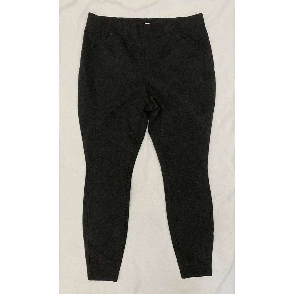 J Jill Women Leggings Pants Size‎ M Ponte Knit Pull On Mid Rise Gray Zip Pockets